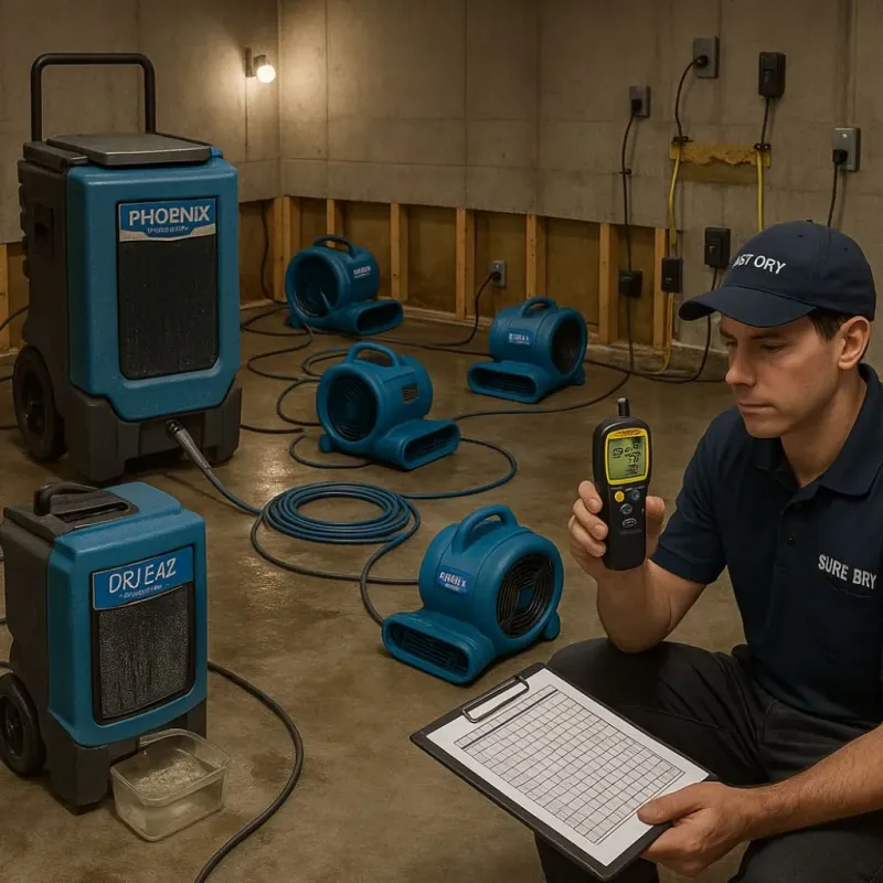 Structural Drying and Dehumidification process in Cheshire Village, CT